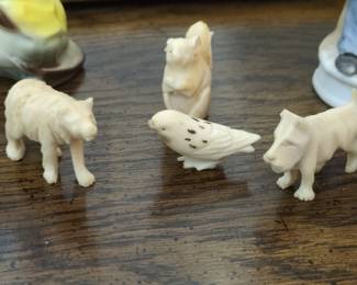 Set of Four Miniature Carved Bone Animal Figurines