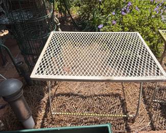 MidCentury Modern Wrought Iron Mesh Patio Side Table second image