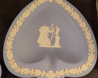Wedgwood Blue Jasperware Apollo and the Muses HeartShaped Ashtray or Trinket Dish