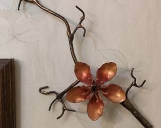 Copper Cherry Blossom Branch Wall Art