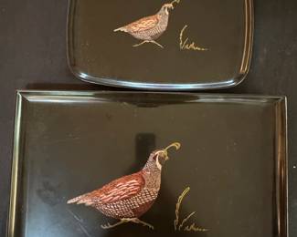 Vintage Couroc Quail Motif Serving Set