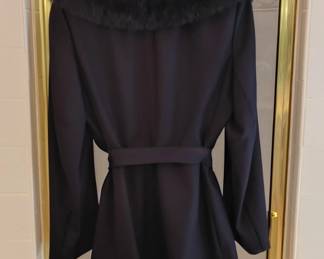 Midnight Blue Wool Jacket with Real Fox Collar second image
