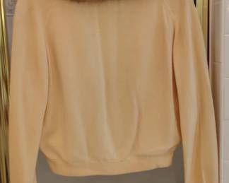 Vintage s Cream Cashmere Cardigan with Mink Fur Collar second image