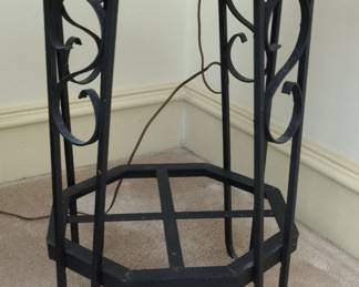 Hexagonal Marble Top Occasional Table with Wrought Iron Base