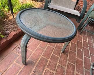 Round Glass Top Metal Side Table second image