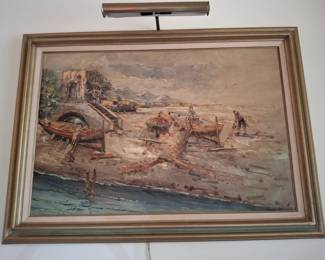 Seascape with Figures and Boats Oil Painting third image