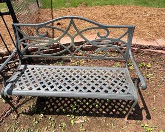 Tuscan Mediterranean Style Black Cast Aluminum Garden Patio Bench
