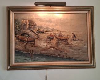 Seascape with Figures and Boats Oil Painting