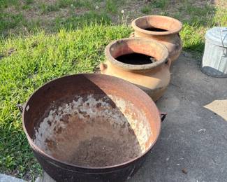 Old Metal Wash Pot waiting for flowers