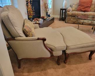 PRESALE - $125 NORWALK FRENCH COUNTRY CLASSIC QUALITY LIKE NEW CHAIR AND OTTOMAN