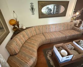 MCM COUCH- $1250 - curved table behind the couch - $150