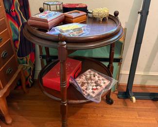 Antique Mahogany Bar Cart - top comes off to use as a tray-$225 