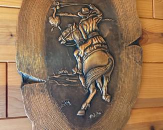 "End of Trail" 3D Weary Native American Warrior Plaque Signed