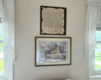 framed art print titled "Winter at Valley Forge."
