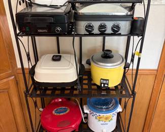 Kitchen filled with small appliances 