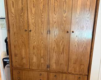 MCM Stanley Furniture Campaign Oak Armoire Dresser 