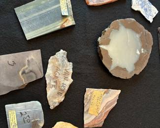 Several boxed collections of rocks 