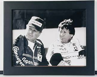 A.J. FOYT AND MARIO ANDRETTI FRAMED PHOTO 14"X17"