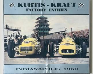 KURTIS KRAFT FACTORY ENTRIES, INDIANAPOLIS 1950 FRAMED POSTER 22.5"X26"
