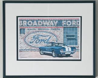 FORD MUSTANG FASTBACK WATERCOLOR PRINT LIMITED EDITION 212/700 ARTIST DANA FORRESTER 20.5" X 24.25"