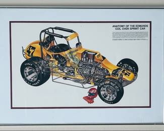 ANATOMY OF THE EDMUNDS COIL OVER SPRINT CAR FRAMED PRINT 19.25" X 27.75"