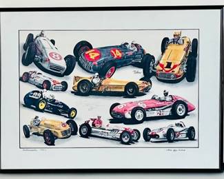 WHEN OFFIES RULED INDIANAPOLIS 1950'S LIMITED EDITION 94/250 FRAMED PRINT ARTIST LYLE JAMES 15.5" X 21.12"