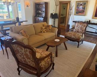 A.Rudin Sofa - Pr. French Country Bergere Chairs