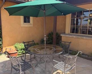 5-Piece Metal Patio Set with Glass Table