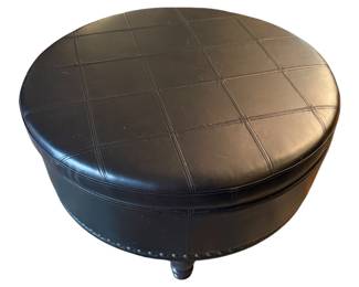 Black pleather storage ottoman 32”x17”
