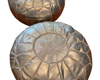 Silver puff pleather plush footstools: 22”x10” 