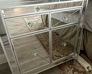 Mirage Mirrored Accent Cabinet with Crystal Knobs