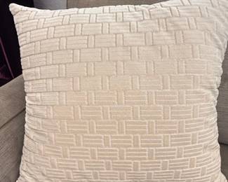 Off-White Velvet Chenille Geometric Maze Decorative Pillow