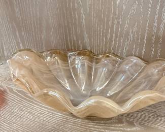 Murano Style Amber Swirl Art Glass Bowl