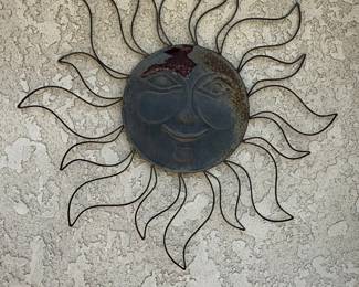 Rustic Metal Sun Face Wall Decor