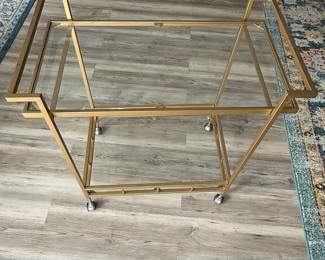 Gold Metal and Glass Bar Cart