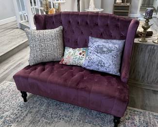 Christopher Knight Home Leora Tufted Velvet Wingback Loveseat