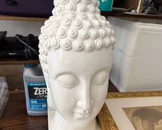 White Ceramic Buddha Head Sculpture