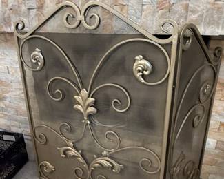 Ornate Wrought Iron Fireplace Screen