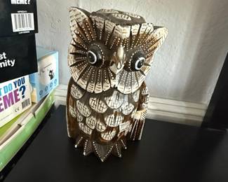 Hand-Carved Wooden Owl Figurine