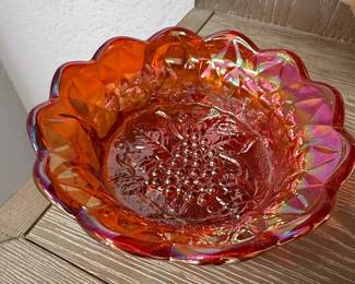 Vintage Fenton Marigold Carnival Glass Grape Pattern Bowl