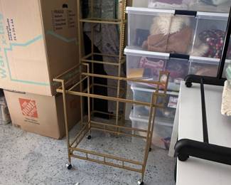 Gold Metal Bar Cart with Wheels