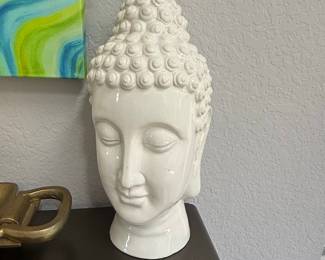 White Ceramic Buddha Head Figurine