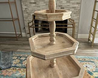 Distressed Wood Tiered Tray