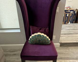Armen Living Mad Hatter Purple Velvet High-Back Chair
