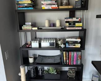 Modern Black 6-Tier Etagere Bookshelf