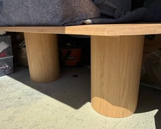 Modern Oak Dining Table with Pedestal Base