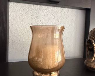 Amber Mercury Glass Hurricane Vase