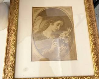 Framed Victorian-era Angel Print