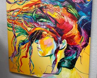 Abstract Portrait of a Woman with Flowing Hair by Linzi Lynn