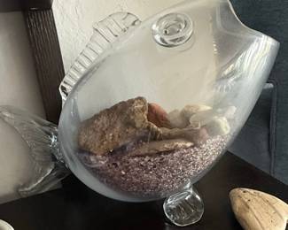 Mid-Century Blenko Style Glass Fish Vase/Terrarium